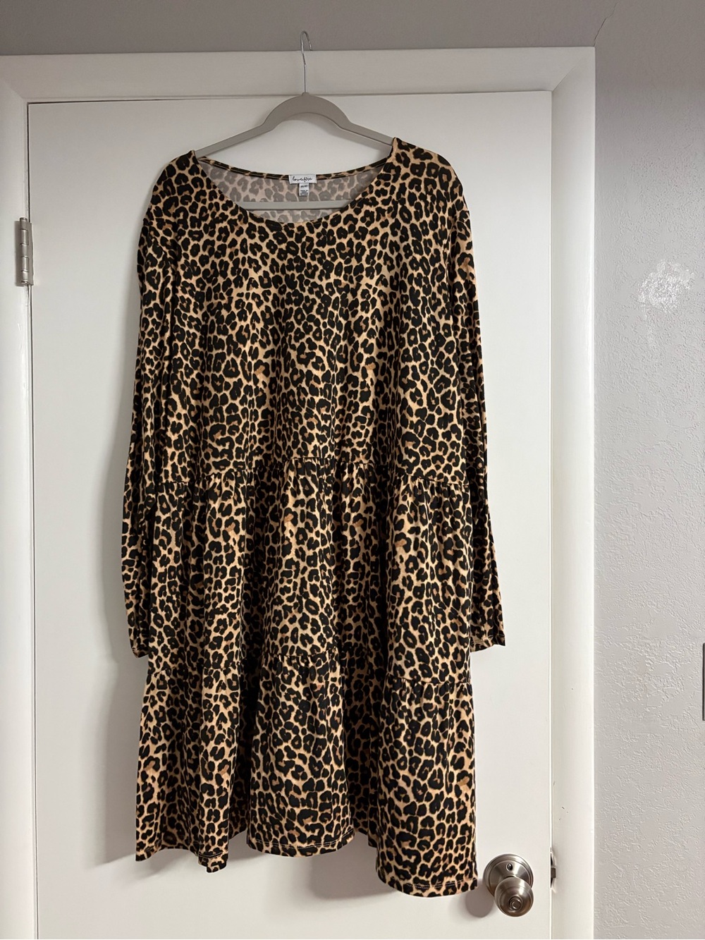 love, Fire Leopard Print Knit Top in Brown and Tan